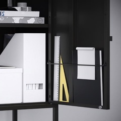 イケアLIXHULT リックスフルト キャビネット, メタル/チャコールの画像