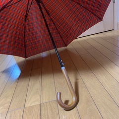 チェック柄ワンタッチ傘の画像