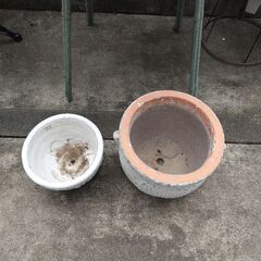 鉢　2個　植木鉢　陶器鉢　アンティーク調　シャビーの画像