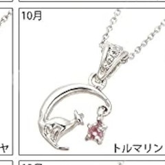 【新品未使用】ネックレス レディース 三日月と猫の誕生石 シルバー925製 天然石 ネコ ムーン トルマリンの画像