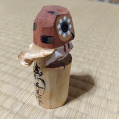 郷土玩具 笹野一刀彫り 木彫りふくろう 民芸品の画像