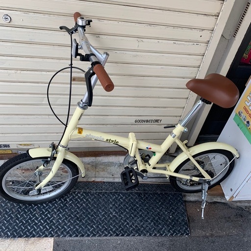 Simple Style 　折りたたみ自転車　16インチ　バニラ色