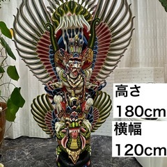 希少な木彫りガルーダとヨーガ特大の画像