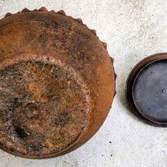 🍓 龍文堂造 鬼あられ？ 霰 銅蓋 鉄瓶  トゲ状デザイン 茶釜の画像