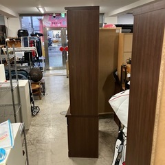 O 2510-085 木製ガラス付きキャビネット　上下分割タイプ　キズ汚れありの画像