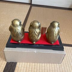 金属工芸品「三猿」見ざる，言わざる，聞かざるの画像