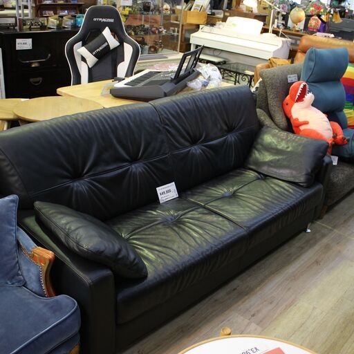 【川崎市宮前区リサイクルオフ】カリモク　レザー2.5シーター　ソファ