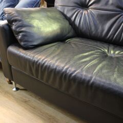 【川崎市宮前区リサイクルオフ】カリモク　レザー2.5シーター　ソファの画像