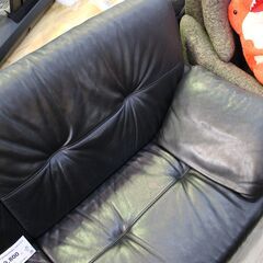 【川崎市宮前区リサイクルオフ】カリモク　レザー2.5シーター　ソファの画像