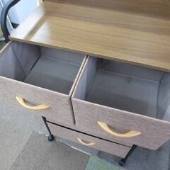 ファブリックチェスト 幅58cm 3段 引き出し ブラウン 茶 リビング収納 衣類収納 布製 タンス札幌 北20条店の画像