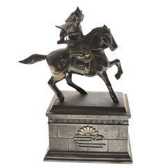 騎馬武将像 置物 インテリア 彫像 ブロンズ調 昭和レトロ アンティークの画像
