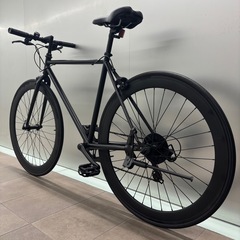 【8万で購入】クロスバイク 黒 700C 美品 高級シマノ社製変速付き ロード ピスト　マウンテン BMX ビーチクルーザー お洒落 自転車【早い者勝ち】の画像