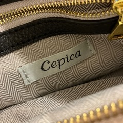 K2510-045 Cepica バッグ ポーチ 紐なし ピンクグレージュ ゴールド金具 キズ汚れ有りの画像
