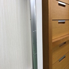 【ドリーム川西店御来店限定】☆ジモティー見たよ♪割引☆  三友ファニチャースライド扉ワードローブ ホワイト×ブラウン クリーニング済み 【99560000028498】の画像