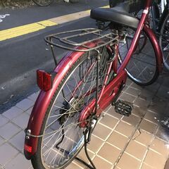 リサイクルショップどりーむ鹿大前店　No.465　22272W　赤色　24インチ　ダイナモタイプライト付き　鍵付き　シティサイクルの画像
