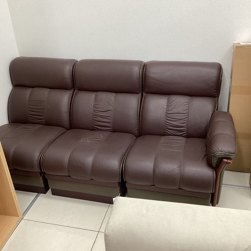 3人掛けソファー 左片肘 ブラウン