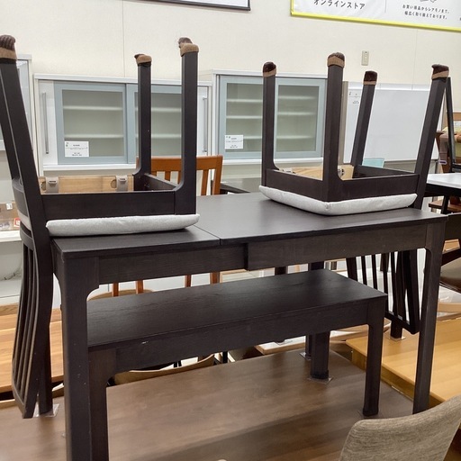 ベンチダイニング4点セット IKEA EKEDALEN ブラウン