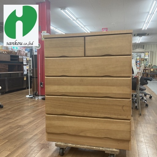 ジモティー限定価格！S103 ⭐ SANKOU サンコウ ５段チェスト キャラメルV80 幅約80cm USED