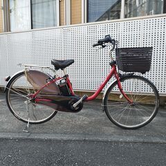 【美品】Panasonic パナソニック 電動アシスト自転車 ロングセラーモデル VIVI DX ビビ DX BE-ELD636R バッテリー16Ah 26インチ 3段変速 フレアレッドパール 電動自転車 譲渡証明書の画像