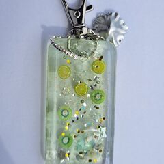 猫とレモンとキウイ　ハンドメイド　レジンキーホルダーの画像