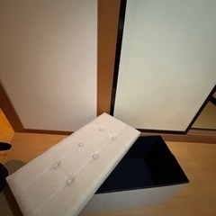 収納スツール ふた付き ボックス ベージュの画像