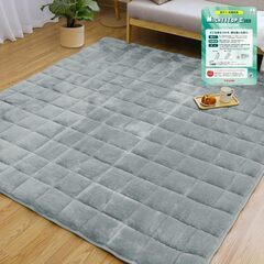 お決まりです　5日午後10時半　未使用　130X190CM グレー 1.5畳「Ｗ暖W抗菌・吸光発熱・TEIJIN中綿入り」 ラグマットの画像