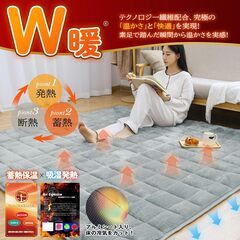 お決まりです　5日午後10時半　未使用　130X190CM グレー 1.5畳「Ｗ暖W抗菌・吸光発熱・TEIJIN中綿入り」 ラグマットの画像