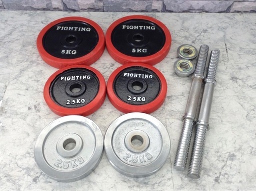 OETT308-100J ■【まとめ】FIGHTING ROAD ファイティングロード ダンベル ダンベル プレート 5kgx2 / 2.5kgx4/トレーニング筋ト レ /k