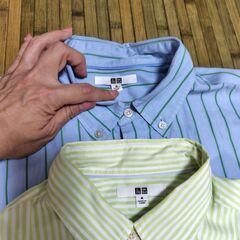 【まだ受付中･送付可能】UNIQLO ユニクロ カラーワイシャツ M ブルー系＆グリーン系 2枚 メンズM 早い者勝ちです✨✨の画像