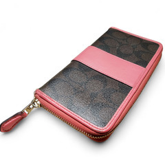 COACH 長財布　レザー　ピンク×ブラウンの画像