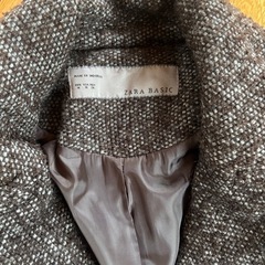 Zara ザラ レディース コート アウターAラインコートツイード素材 ダブルブレストコートの画像
