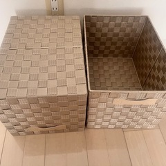 PPテープバスケット　2個セット　レギュラー ベージュの画像