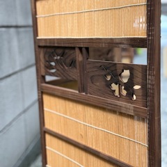 木製 衝立 パーテーション 4連 和風 すだれ 間仕切りの画像