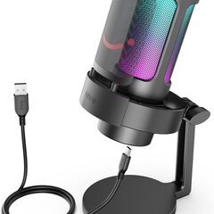 【引取急募】FIFINE ゲーミングマイク USB コンデンサーマイク RGBライト付き 美品の画像