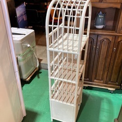 ラタン　棚　白　ホワイト　シェルフ　キャビネット　昭和レトロ　収納棚　収納家具　インテリア　オシャレ家具【幅50奥35.5高160】の画像