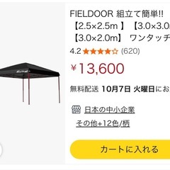 新品 未使用　フィールドア　ワンタッチタープテント　黒×赤の画像