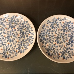 未使用品 IKEA 花柄プレート 皿 22cm 2枚 + おまけ大皿+ サントリー小皿3枚の画像