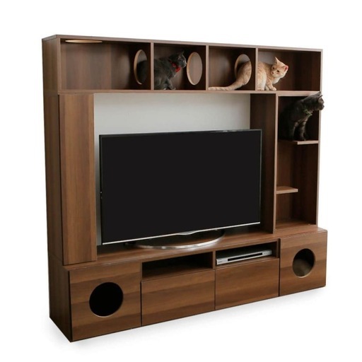 【美品】lowyaロウヤ猫家具テレビ台 キャットタワーハイタイプ 猫家具 AVラック 