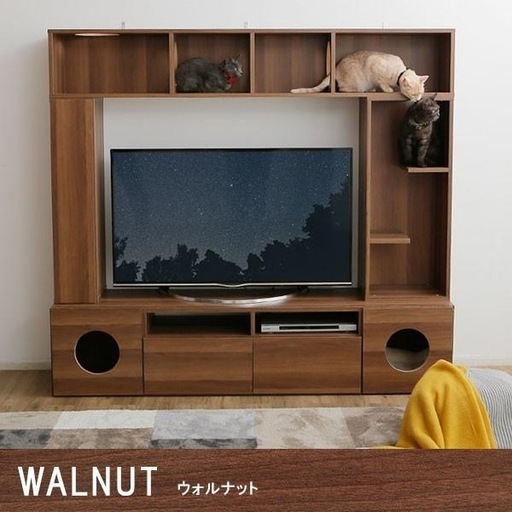 【美品】lowyaロウヤ猫家具テレビ台 キャットタワーハイタイプ 猫家具 AVラック