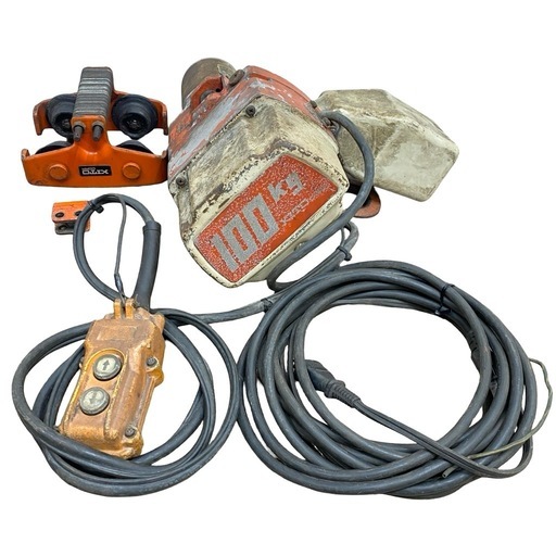 ○動作品■KITO 電動ウインチ 100kg 100V トロリ付き ホイスト 軽量チェーンブロック 電動工具 型番不明 中古品■ジモティ姫路