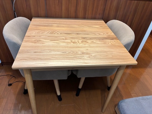 【定価51,980】RASIK ダイニングテーブルセット 2人用 3点セット （テーブル幅80cm1点 回転チェア2脚 カラー：キャメ