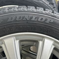 引取先決まりました 155/65R14 スタッドレス ダンロップWM02 22年４本 バリ山 PCD100 ET45 アルミ付き☆の画像