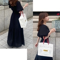 GRLのカシュクールバルーンスリーブティアードワンピースの画像