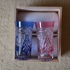 カガミクリスタル　江戸切子　ペアビールグラス　１２０ｍｌ　２セットの画像