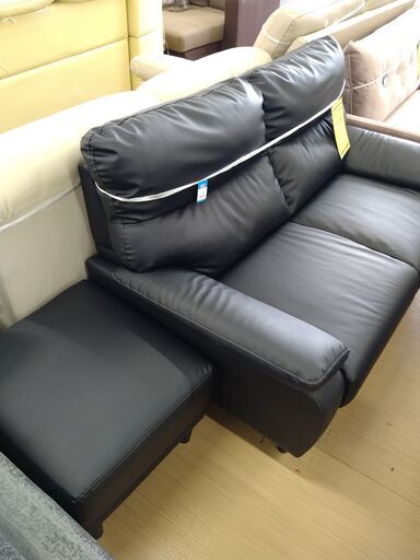リユースのサカイ浦和店【E488】ソファー2人掛け ニトリ Nシールド オットマン付 黒