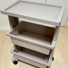３段キッチンワゴン　ベージュの画像
