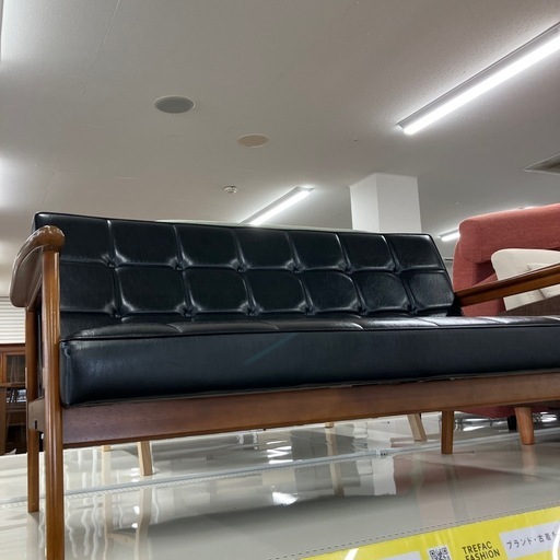 カリモク60 2人掛けソファーブラウン×ブラック【トレファク堺福田店】