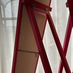 木製スタンドミラー　ピンクの画像
