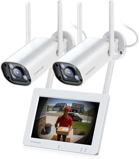 防犯カメラ モニター付き 監視カメラ 屋外 ２台セット IP66防水防塵