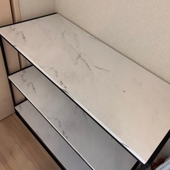 ＊訳あり品＊本日受け取りのみ！！LOWYA ［幅90］オープンシェルフスチ ール大理石柄 の画像